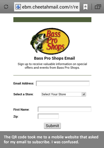 Bass Pro Shops Mobile Campaign Baits But Fails to Hook - Sweeppea Blog