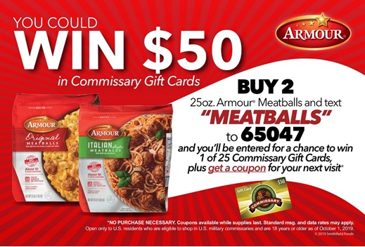 Armour Meatballs Text to Win Sweepstakes - Sweeppea