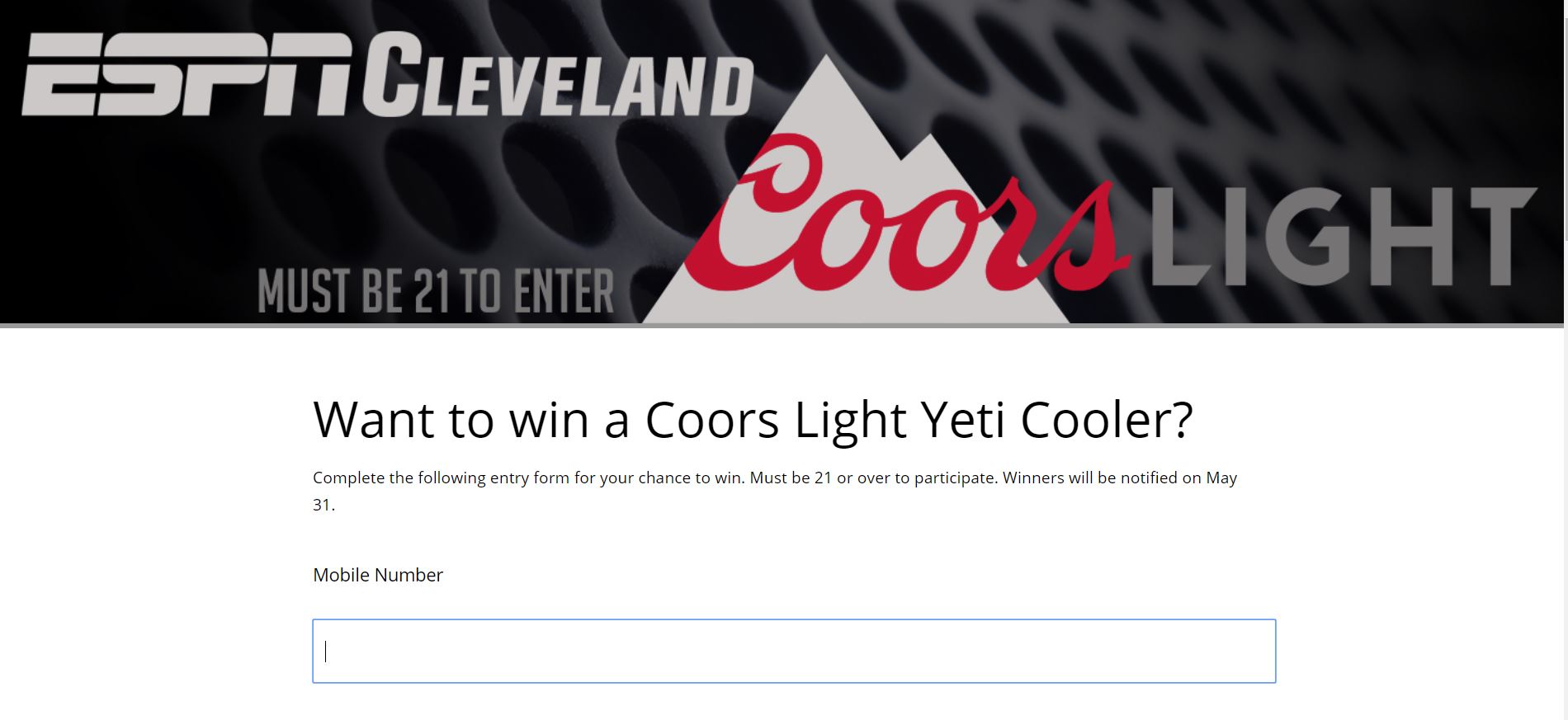 Coors Light Uses Sweeppea's Entry Form for a Text to Win