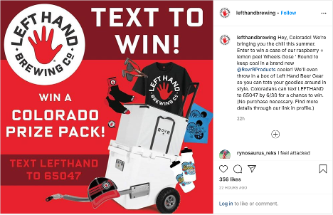 Left Hand Brewery Sweepstakes - Instagram Post