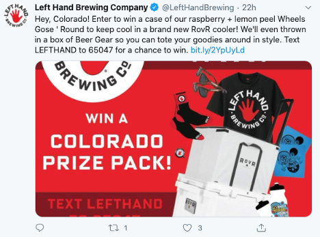 Left Hand Brewery Sweepstakes - Twitter Post