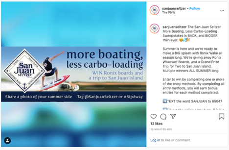 San Juan Seltzer Text to Win Sweepstakes Instagram Post