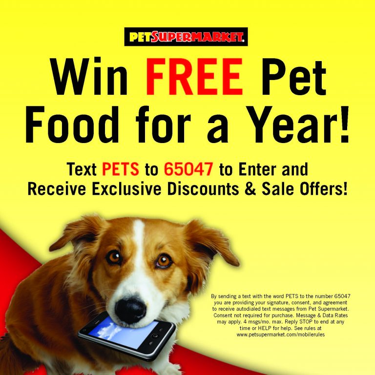 Pet Store Pet Supermarket Mobile Contest TextToWin Sweepstakes