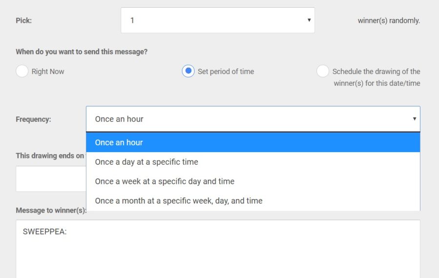 text to win automatic winners, sweeppea winner picker tool