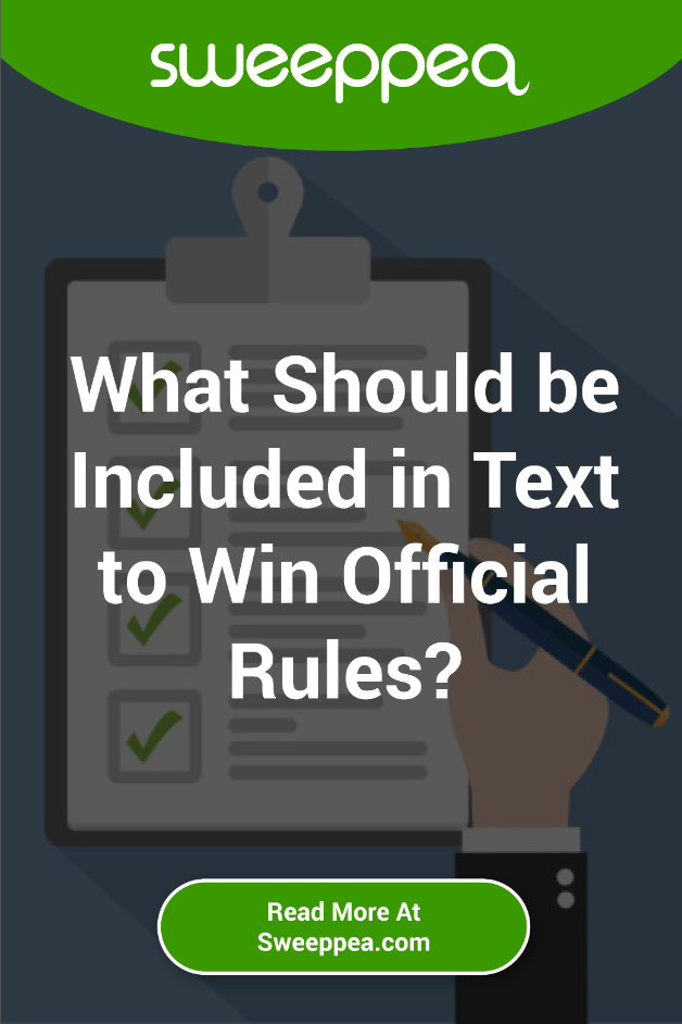 what should be included in text to win official rules